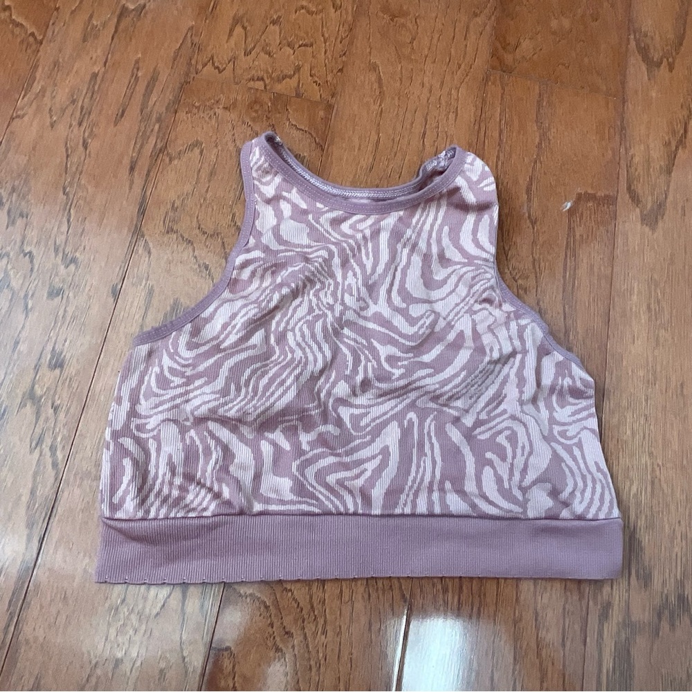 Anthropologie Blush Zebra Print Open Back Razorback Bra Size M/L
